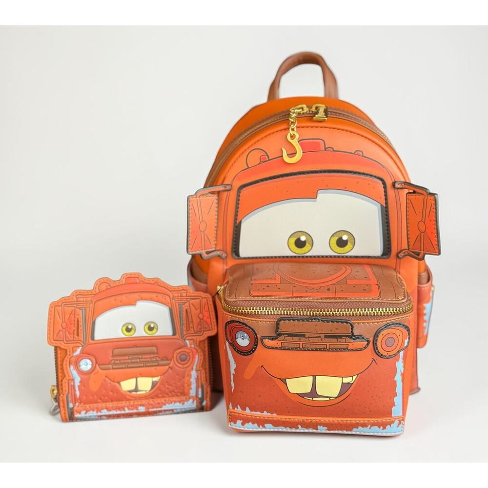 Loungefly Disney Pixar Cars Mater Light Up Figural Mini Backpack & Wallet Set